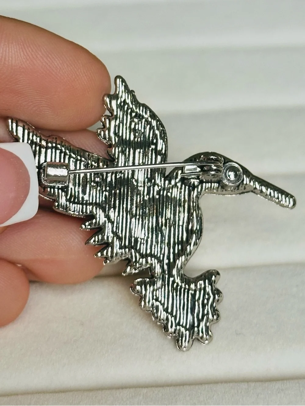 New! Blue Crystal Hummingbird Bird Pin Brooch